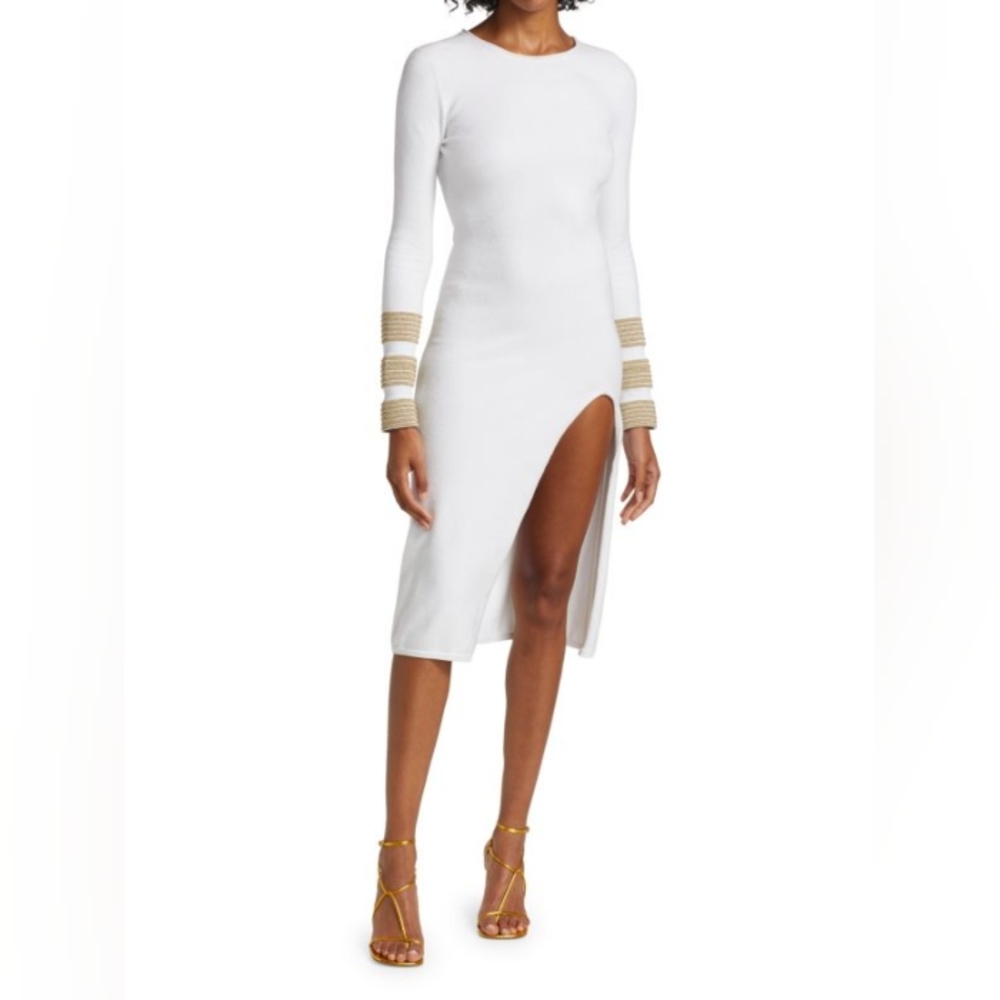 NWT Sergio Hudson Metallic Bouclé Midi Dress